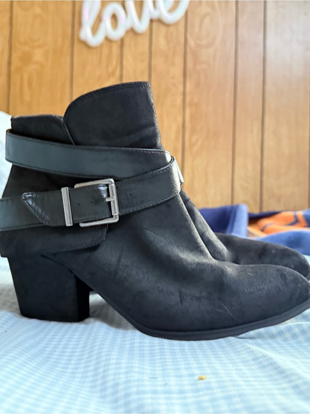 Lifestride Black Women's Ankle Booties with Buckle Strap
